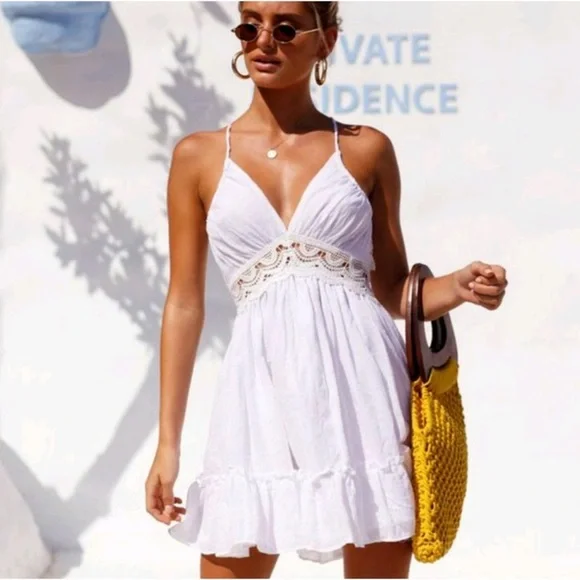 blue dress for baby girl Vintage Lace Wedding Dress Sexy Boho Ivory Beach Wedding Dress # SD082 –  SELINADRESS main image 1